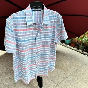 PERRY ELLIS. Pastel Colored Short Sleeve, Button Down Shirt. Sz-L. 100% …